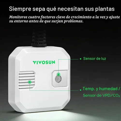 Vista 4 de VIVOSUN Sensor de crecimiento 4 en 1, temperatura del monitor, húmedo, CO2