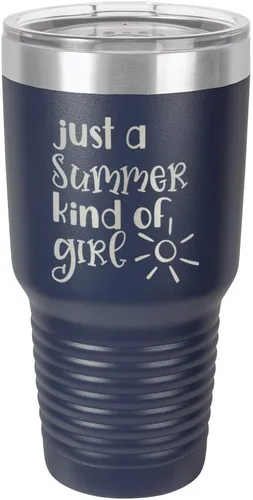 Vista 22 de JUST A SUMMER KIND OF GIRL Vaso de 30 oz con pajita y tapa superior deslizante Taza de viaje de acero inoxidable Comparar con Yeti Rambler