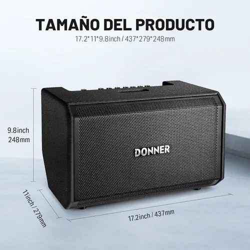 Vista 7 de Donner Amplificador de Batería Electrónica AMP, Amplificador de Batería Electrónica Inalámbrico Profesional de 80 Vatios DDA-80