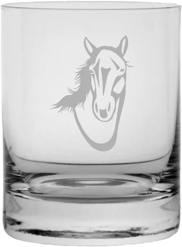 Vista 6 de Abaco Barb - Vaso de whisky con temática de caballo grabado (10.25 onzas)