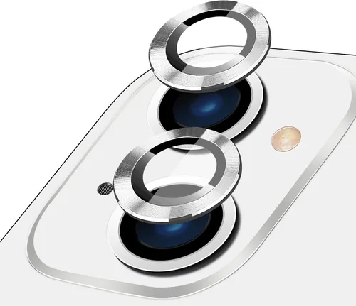 Vista 10 de LucBuy Protector de lente de cámara para iPhone 12 Pro Max, vidrio templado HD de alta calidad, aleación de aluminio, anillo individual, película