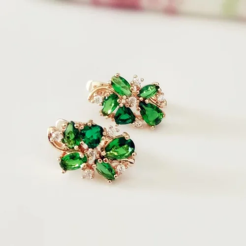 Vista 4 de MC 2024 New Flower Earrings Office Style Rose Gold 585 Color Jewelry Green Stone Earrings For Women Fashion Accessories