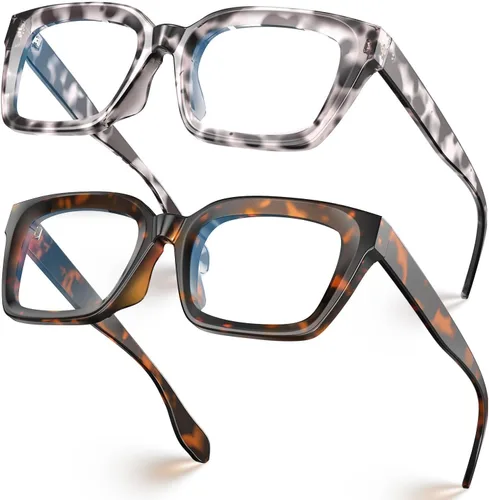 Vista 12 de Square Blue Light Glasses for woman Chunky Oversized negro (Black&Clear)