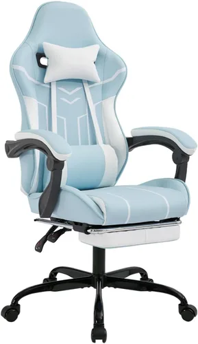 Vista 9 de Silla de escritorio para juegos para adultos, silla ergonómica para juegos Rosa + blanco