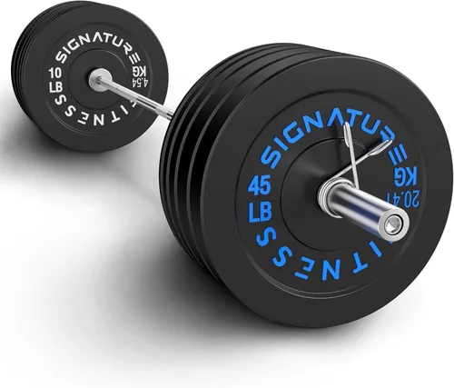 Vista 28 de Juego de placas olímpicas de amortiguación Fitvids, placas de peso de 2" para entrenamiento de fuerza y levantamiento de pesas, París o juego