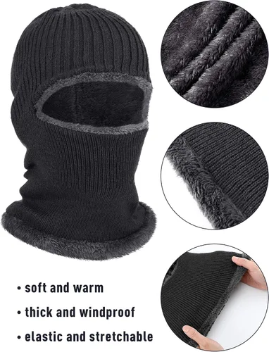Vista 5 de Blulu Máscara de esquí para hombres de punto máscara facial completa de invierno pasamontañas de 1 agujero sombrero de esquí para clima frío hombres