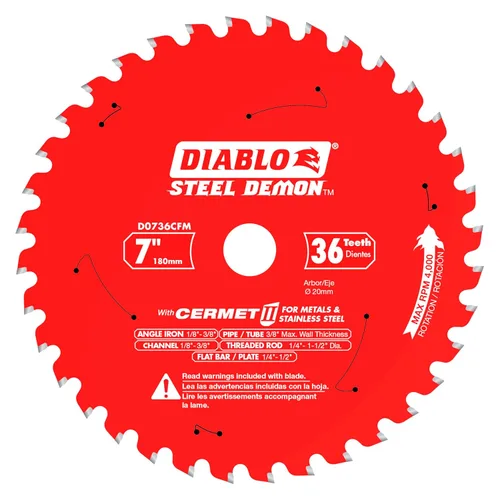 Vista 8 de Diablo Hoja de sierra Demon de acero para metal mediano – 5-1/2 pulgadas de diámetro, 30 dientes TCG, eje de 20 mm, corte de .059 pulgadas, ángulo