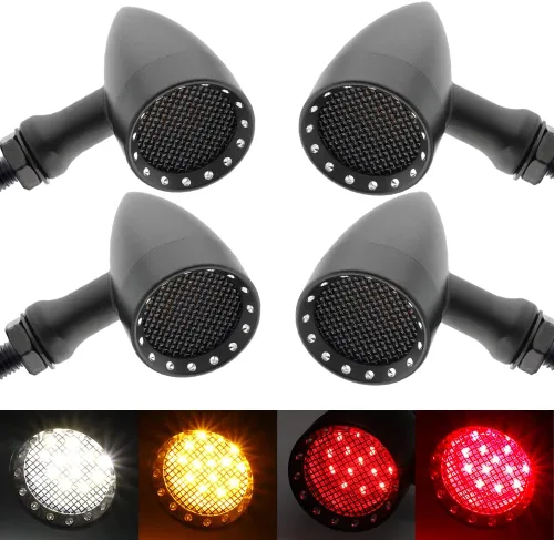 Vista 16 de TSUNG - Luz de señal direccional LED tipo bala para motocicleta, indicador pequeño, intermitente universal para la parte delantera y trasera