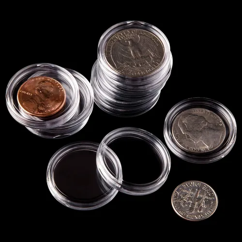 Vista 4 de 100 unidades de 0.984 in para monedas con caja organizadora de almacenamiento de plástico para suministros de colección de monedas