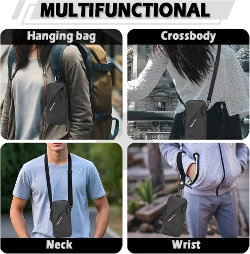 Vista 7 de Prime Comfort Funda para teléfono celular con correa cruzada ajustable, cordón para el cuello y correa para la muñeca, soporte para teléfono celular
