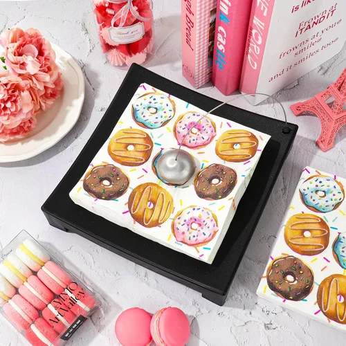 Vista 3 de Whaline 80 hojas de servilletas de papel para fiesta de donas coloridas, servilletas desechables para almuerzo, postre cena, servilletas de mano