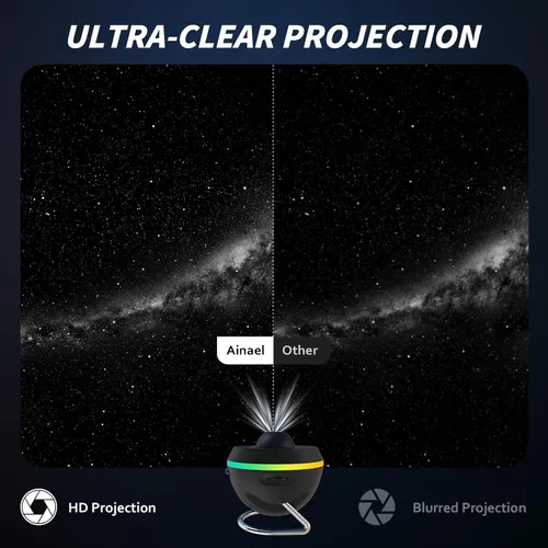 Vista 2 de Proyector de galaxia, proyectores de estrellas, planetario para el hogar, techo, cielo estrellado, luz nocturna con tira de luz, proyector de Negro