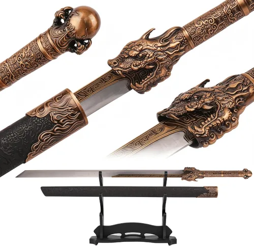 Vista 10 de Espada Katana japonesa hecha a mano, espada samurái de acero al carbono sin afilar con vaina, espada de espiga completa para colección, exhibición