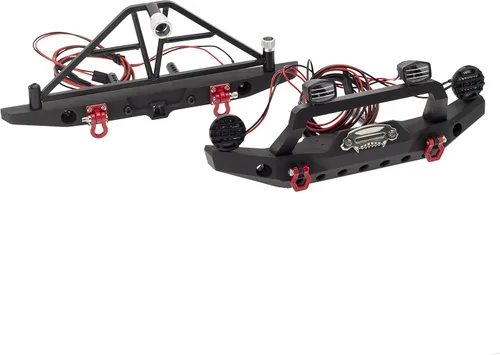 Vista 5 de Barra Protectora de Parachoques Delantero/Trasero Anticolisión de Aleación de Aluminio con Luces LED Compatible con Axial SCX10 90046 TRX-4 SCX10