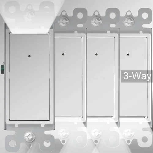 Vista 9 de SOZULAMP Interruptor de luz de 3 vías con luz nocturna, fácil de instalar, no requiere neutral, interruptor iluminado de tres vías con sensor