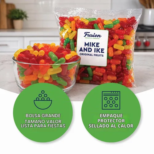 Vista 4 de Mike and Ike Candy Bulk – Bolsa de 1 libra (16 onzas) – Variedad original con sabor a frutas, dulces de máquina expendedora – Caramelos masticables