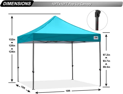 Vista 4 de Abccanopy - Carpa de toldo para tienda de campaña comercial instantánea con bolsa de transporte con ruedas, 4 bolsas de arena, Turquoise