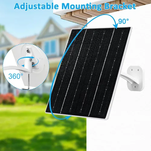 Vista 6 de FUTUREZEN Panel Solar para Cámara de Seguridad, Cargador Solar de 10W con DC 5.5x2.1mm, Puerto USB-C y Micro USB, Resistente al Agua IP66, Montura