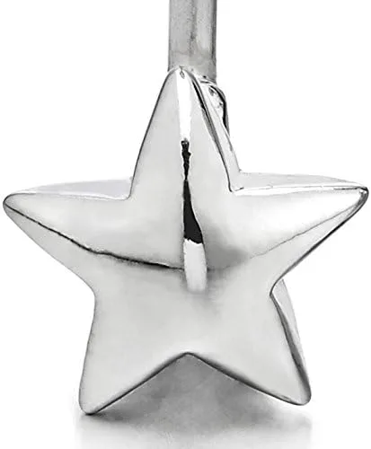 Vista 2 de Steel Puff Star Belly Button Ring Body Jewelry Piercing Ring Navel Ring Barbells with Cubic Zirconia