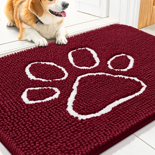 Vista 241 de Smiry Tapete para puerta de perro para patas fangosas, absorbente y Gris y negro