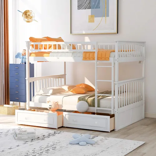 Vista 19 de Literas para niños con escalera, literas de madera maciza con barandilla completa