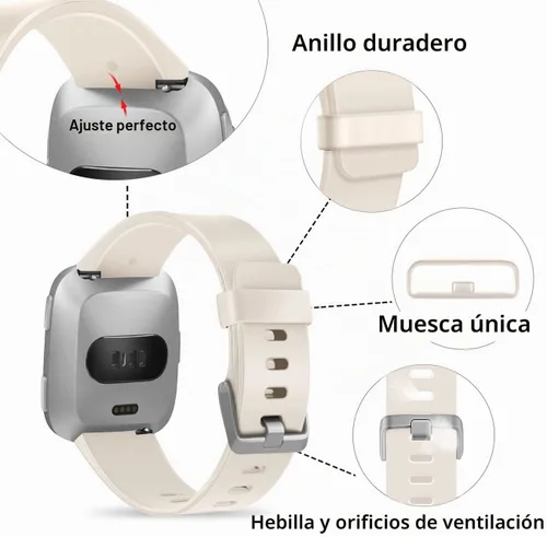 Vista 3 de Wepro Bandas deportivas compatibles con correas Fitbit Versa 2 para mujeres Beige