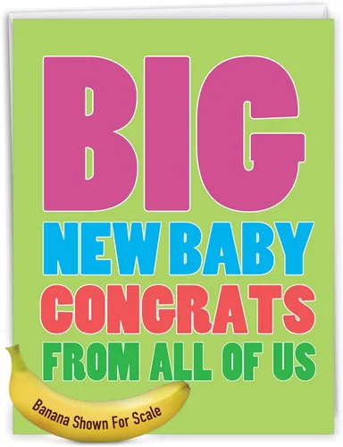 Vista 8 de NobleWorks, Divertida tarjeta de felicitación para bebé, tarjeta de embarazo con sobre, de todos nosotros (8.5 x 11 pulgadas), Big New Baby Congrats