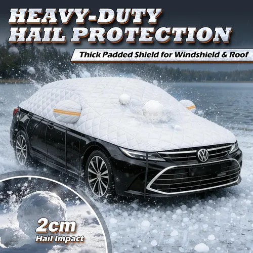 Vista 2 de Funda protectora de granizo para sedán, acolchado de algodón multicapa, protección superior gruesa para granizo, nieve e impacto