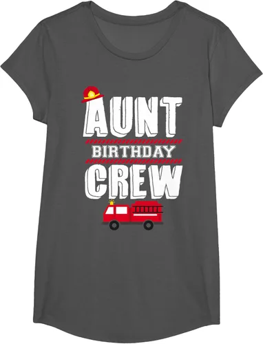 Vista 42 de Aunt Birthday Crew Fire Truck Fireman - Camiseta para fiesta de acogida, Negro, S