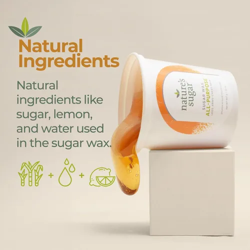 Vista 4 de Nature's Sugar Paquete de depilación de cera de azúcar natural vegana apta para principiantes para hombres y mujeres - Pasta de azúcar para todo