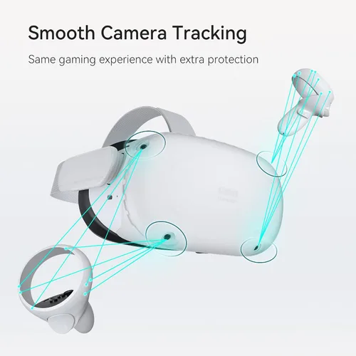 Vista 3 de KIWI design Funda protectora de VR con carcasa protectora de dos lados compatible con accesorios Quest 2 translúcida