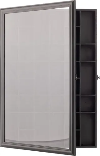 Vista 9 de Gallery Solutions - Negro montado en pared - Vitrina para vasos de chupito y curiosidades - Puerta de cristal de 17"x26" - Accesorios de bar