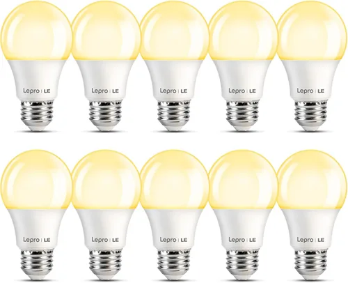 Vista 8 de Lepro Bombillas LED equivalentes a 60 vatios, 9 W, 800 lúmenes, no regulables, blanco cálido 2700 K, base media estándar A19 E26, 10000 horas