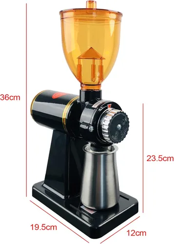 Vista 4 de Molinillo eléctrico de grano de café de 180 W con embudo de capacidad de 8.82 oz, molinillo de café y especias, molinillo automático de fresas