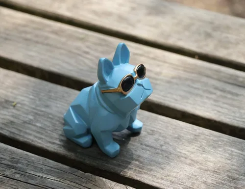 Vista 5 de Mini figura geométrica única de perro y bulldog con lentes de sol, azul, estatuas de animales, adorno de decoración de bar y jardín para el hogar