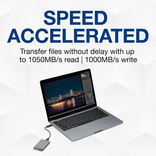 Vista 5 de LaCie Mobile Drive Secure - Unidad de estado sólido externa de 500 GB SSD portátil, color gris espacial, USB-C 3.2, para PC y Mac