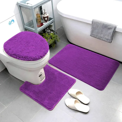 Vista 6 de Luxury Home Goods Juego de 3 alfombras de baño de microfibra súper suave, incluye alfombra de baño, alfombra de contorno y cubierta para tapa