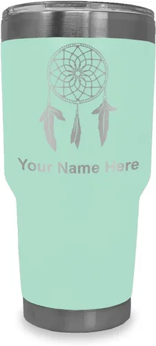 Vista 15 de LaserGram Vaso aislado al vacío de 20 onzas, atrapasueños, grabado personalizado incluido (negro) Engraved Gift, Vacuum Insulated Stainless Steel
