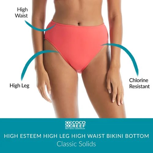 Vista 4 de Coco Reef Parte inferior de bikini de cintura alta de pierna alta estima - parte inferior de natación Microluxury
