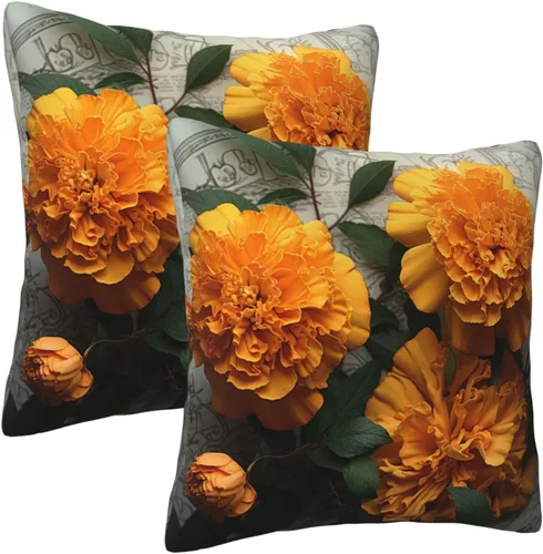 Vista 8 de Throw Pillow Covers 16"x16" Square Cushion Cover Marigold Modern Farmhouse Cushion Case Soft Pillowcase for Couch Bed Car Home Decoration Throw