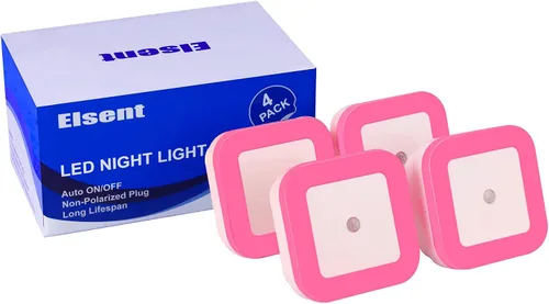 Vista 6 de Paquete de 4 luces LED rojas de 0.5 W para dormir (tenue/no demasiado brillante), luz nocturna de pared enchufable con sensor de luz automático