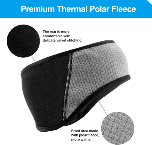Vista 2 de ROCKBROS Diadema de forro polar para hombres y mujeres, para correr, ciclismo, ciclismo, banda cálida para las orejas de esquí para invierno y clima