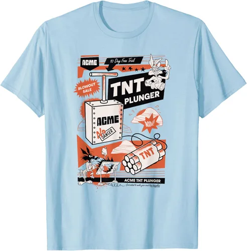 Vista 54 de Looney Tunes Wile E. Coyote - Camiseta de émbolo TNT, Blanco, S
