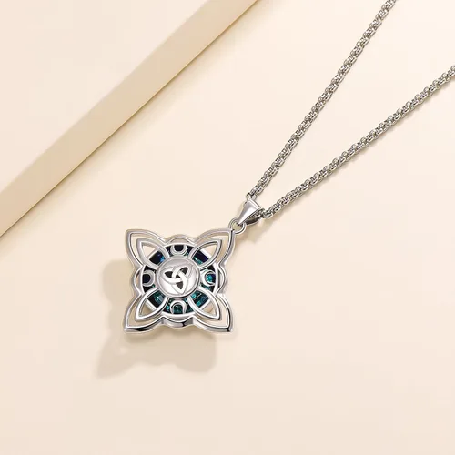 Vista 4 de LES OSEWA Witches Knot Necklace 925 Sterling Silver Celtic Knot Necklace for Women & Girls Protection Amulet Necklace Evil Eye Witch Pendant Wiccan