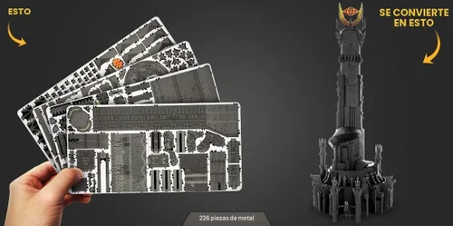 Vista 2 de Metal Earth Fascinations Premium Series El Señor de los Anillos Barad Dur 3D Kit de modelo de metal