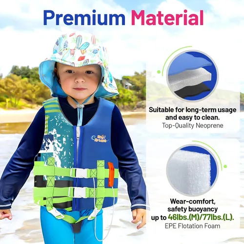 Vista 2 de HeySplash Toddler Swim Vest, Kids Swimming Jacket Fit 20-30/30-50/50-90lbs, Child Floaties Vest with Safety Strap, Float Jacket for Girls/Boys on