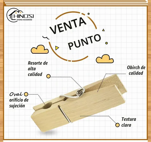 Vista 3 de 30 pinzas de madera grandes, resistentes y resistentes para colgar, al aire libre, manualidades