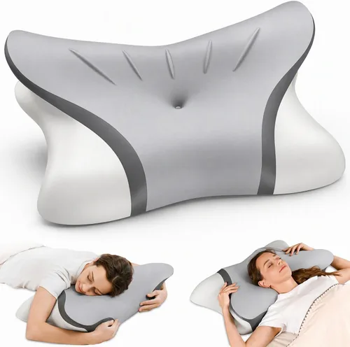 Vista 7 de Almohada cervical para el cuello para aliviar el dolor, contorno ergonómico, enfriamiento Q-Max, espuma viscoelástica sin temperatura, soporte