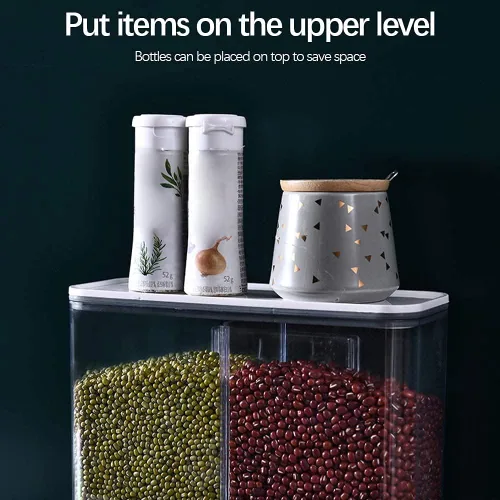 Vista 3 de VALINK Dispensador de alimentos secos montado en la pared, dispensador de arroz Organización de la cocina para arroz o frijoles m
