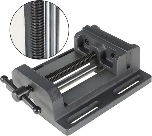 Vista 2 de findmall Tornillo de prensa de taladro de perfil bajo resistente con base estacionaria para taladrar roscado y escariado